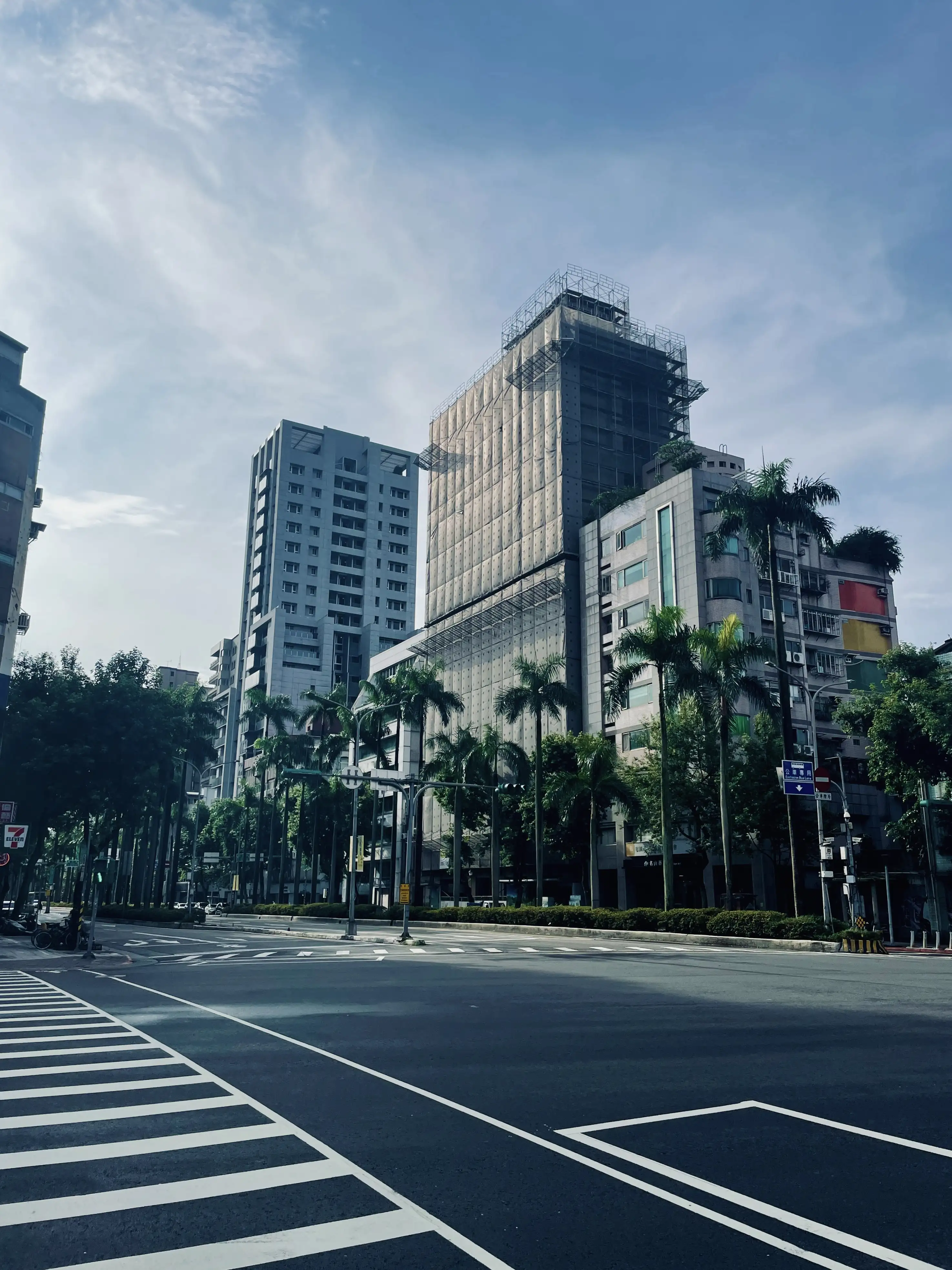 Taipei architecture beneath a clear blue sky